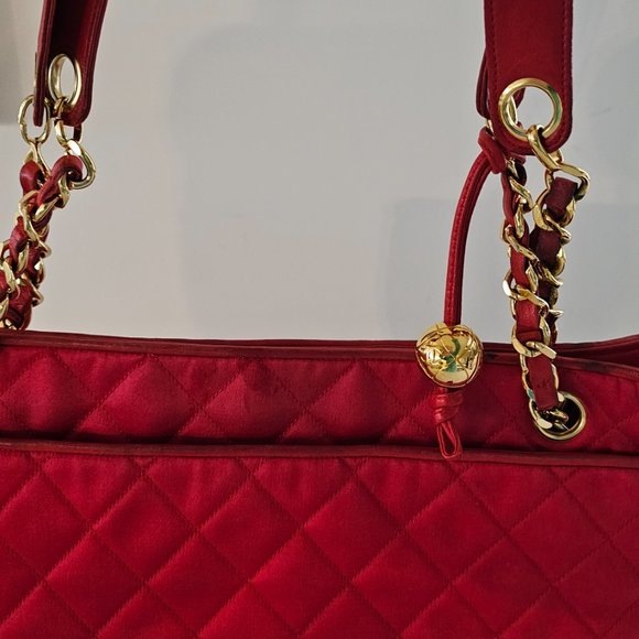 CHANEL Satin Lambskin Chain Shoulder Bag Quilted Ball Charm Gold Hardware - Picture 12 of 16